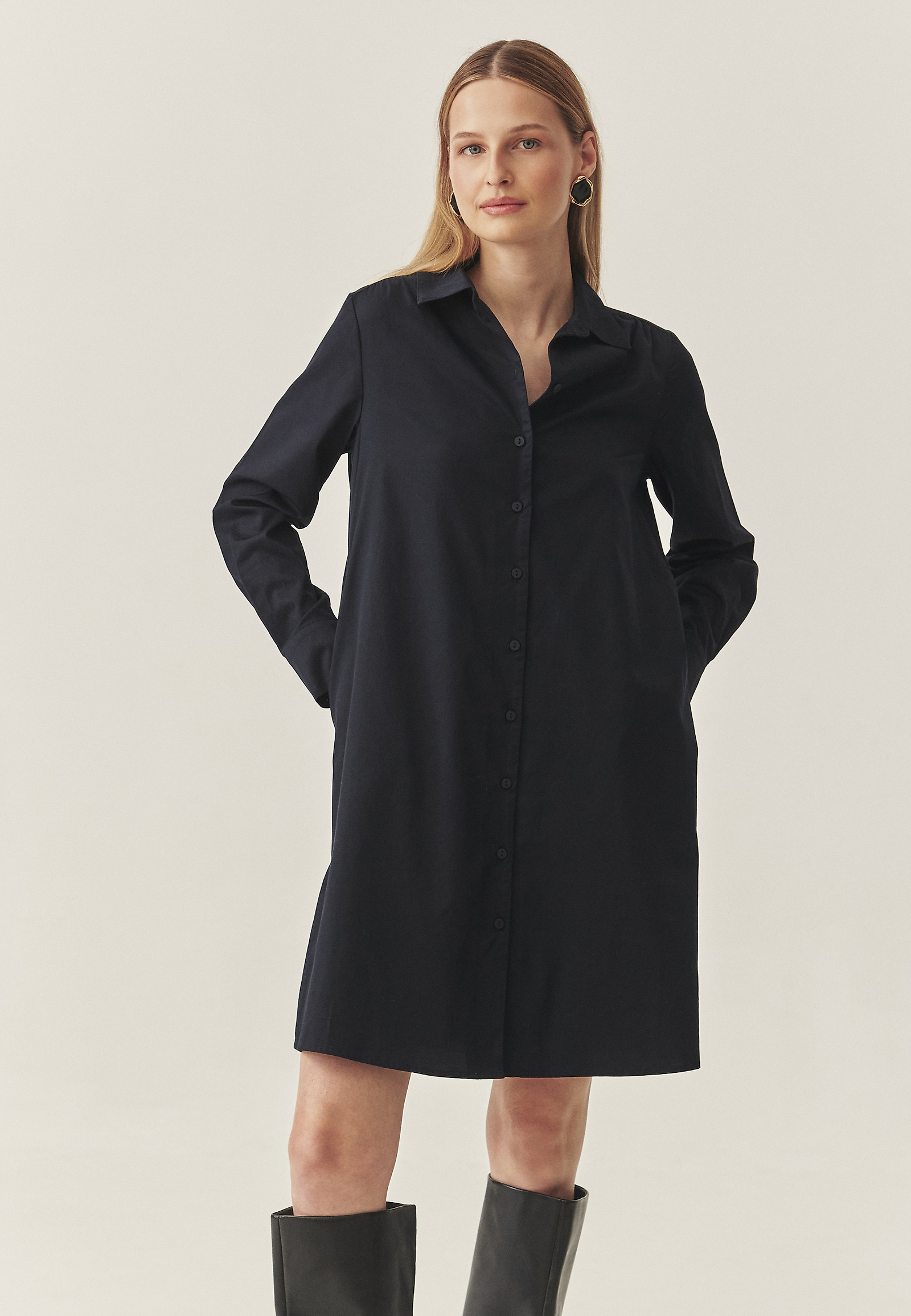 COTTON SHIRT DRESS - ALIANI COTTON SHIRT DRESS - ALIANI NAVY BLUE 118827