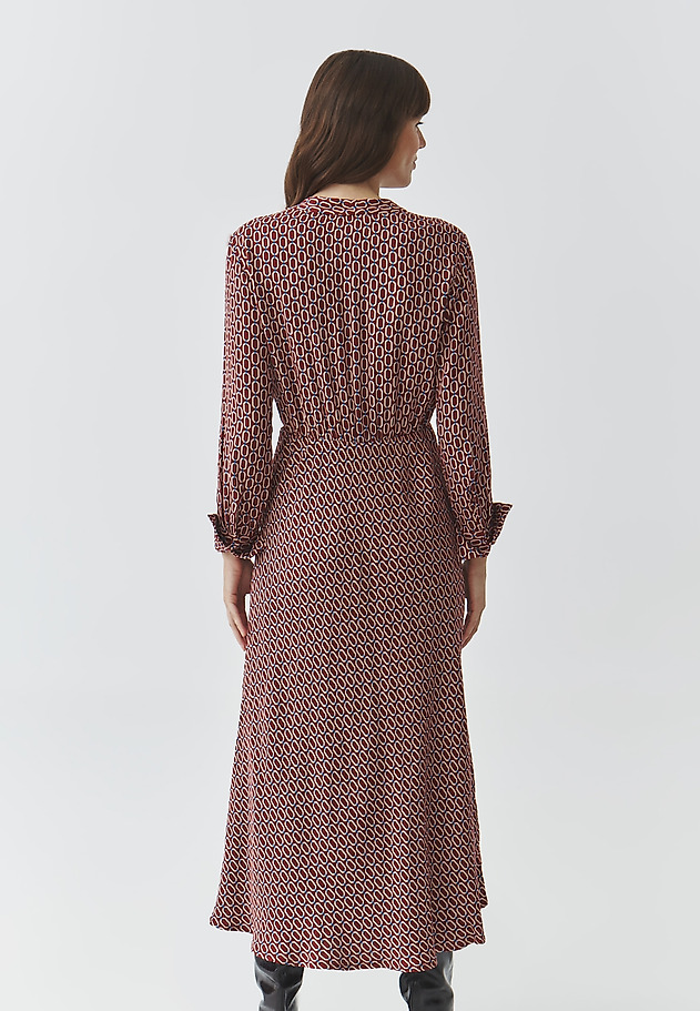 FABRIC MIDI DRESS WITH ENVELOPE NECKLINE AND DESIGNER PATTERN — DEBERA FABRIC MIDI DRESS WITH ENVELOPE NECKLINE AND DESIGNER PATTERN — DEBERA MULTIKOLOR 4