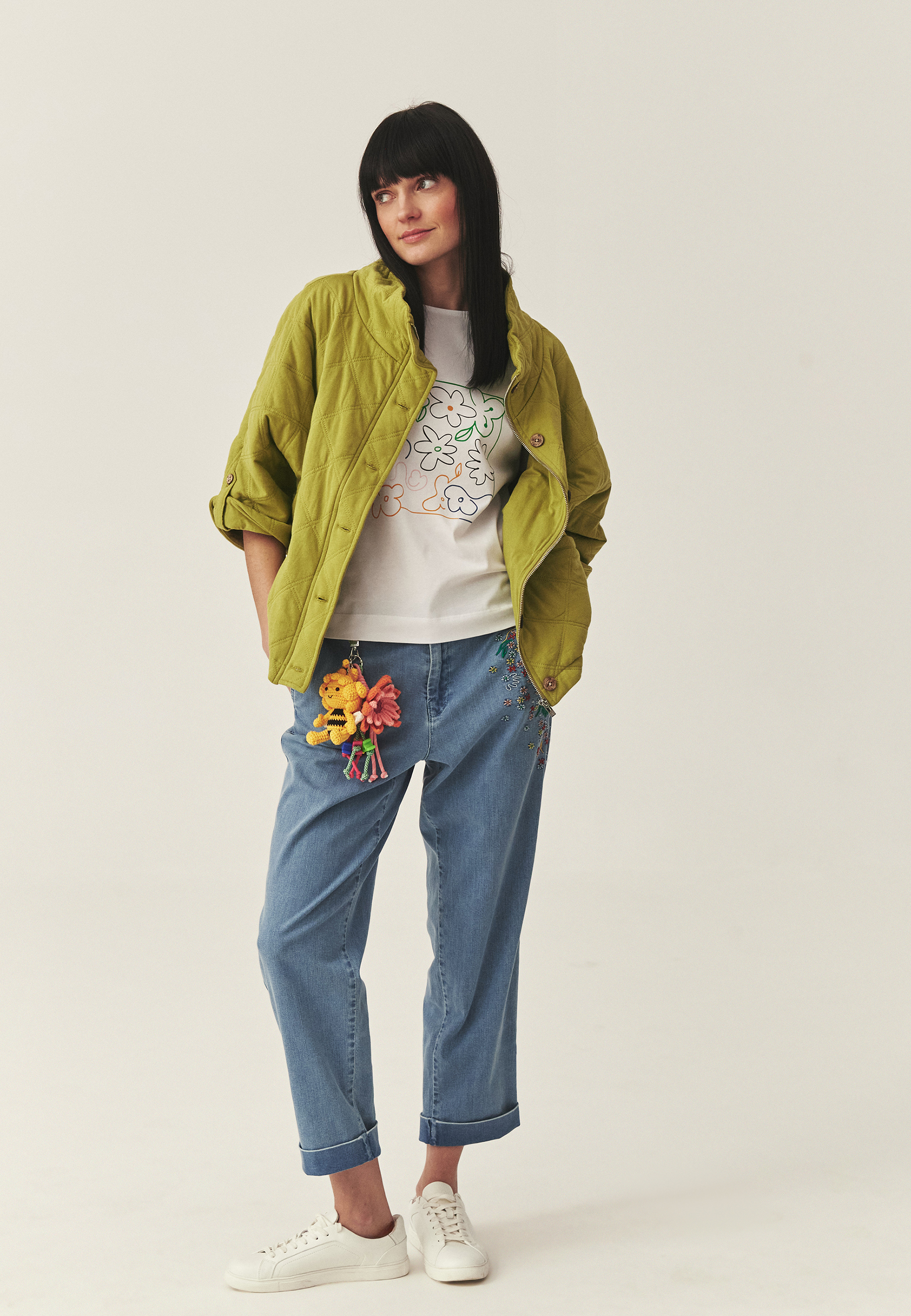 SWOBODNA BLUZA Z BAWEŁNIANEJ DZIANINY - RODENO ZIELONY 2