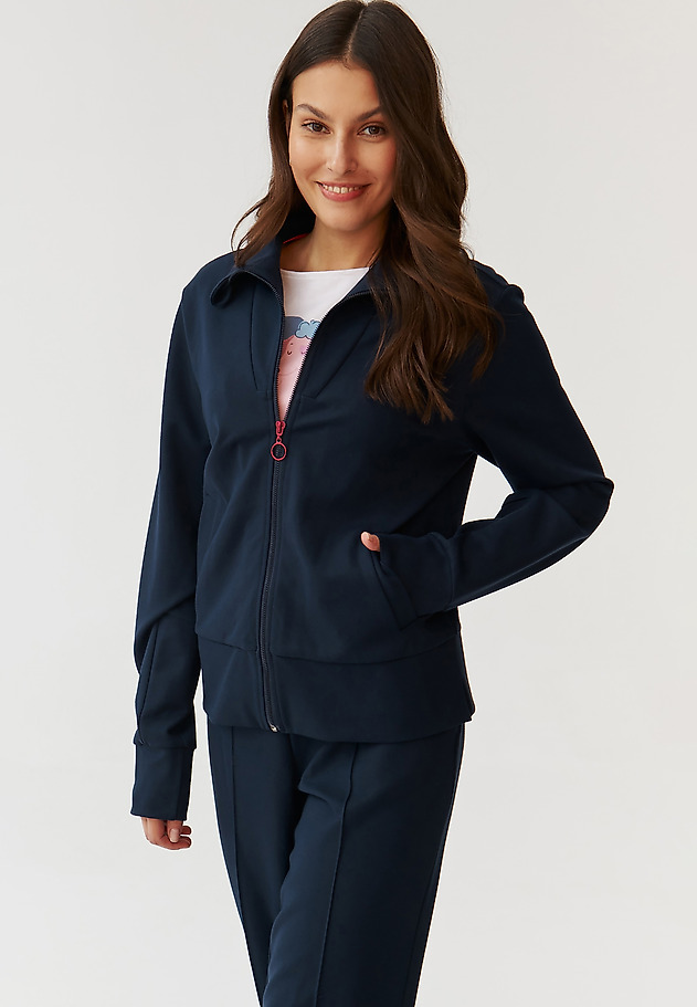 ROZPINANA BLUZA DAMSKA Z HAFTOWANYM SERCEM- MADISON ROZPINANA BLUZA DAMSKA Z HAFTOWANYM SERCEM- MADISON GRANATOWY 4
