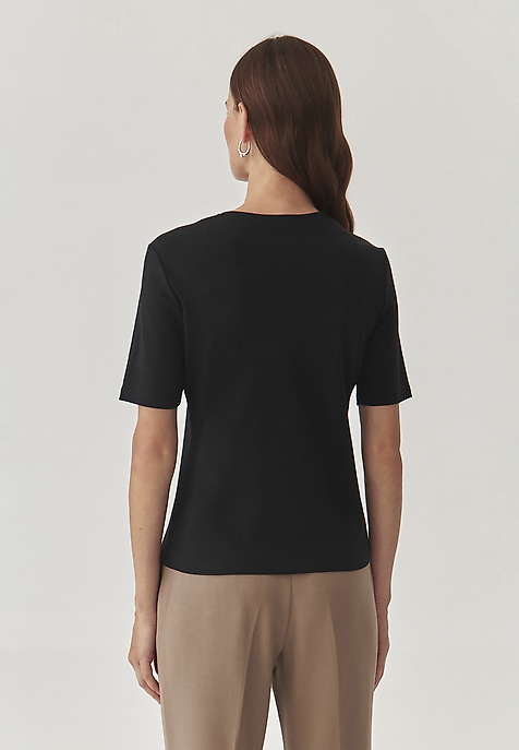 FITTED LADIES’ BLOUSE WITH ELBOW-LENGTH SLEEVES - VICTA BLACK 2