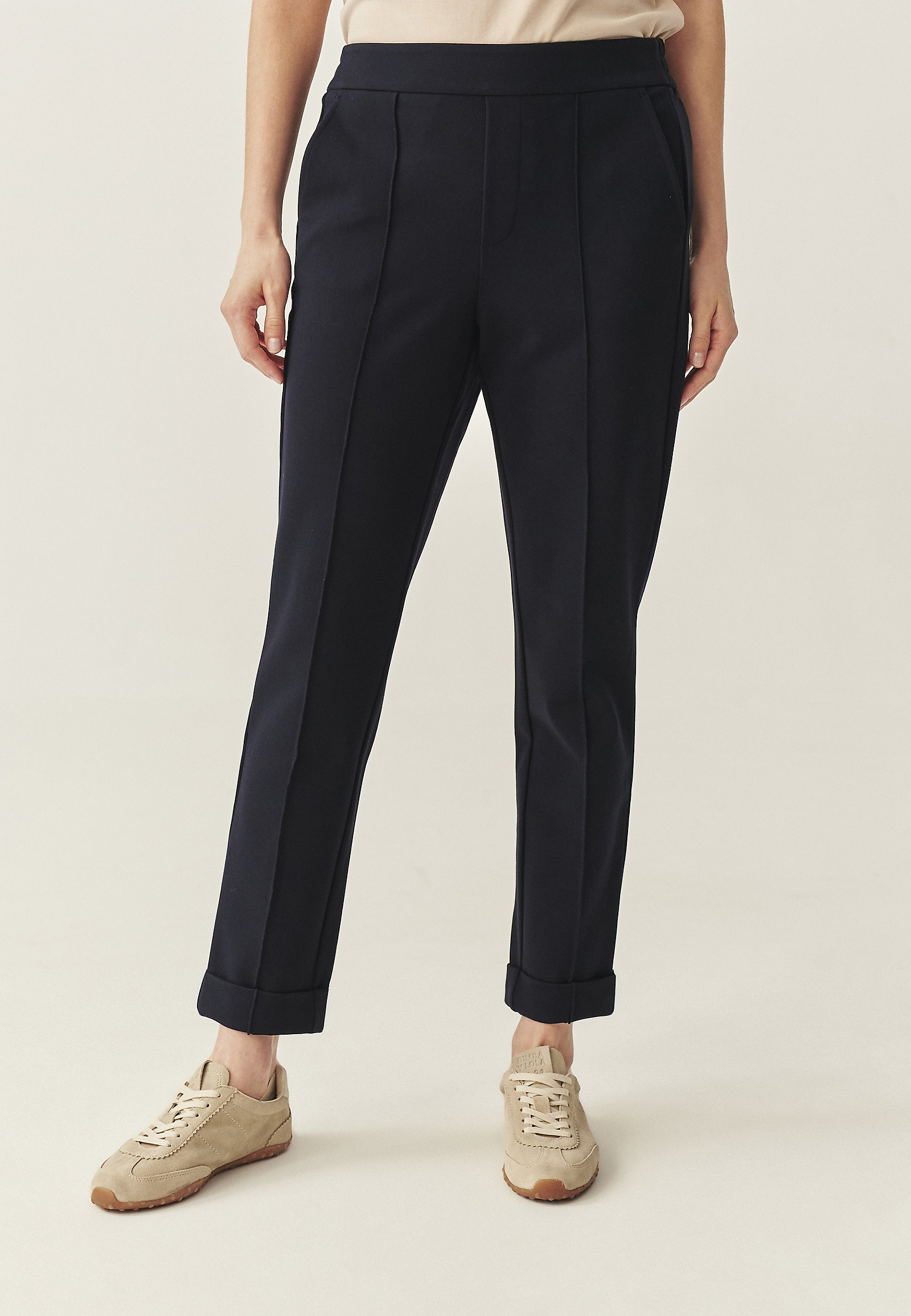 CUFFED KNIT CIGARETTE PANTS - LILO CUFFED KNIT CIGARETTE PANTS - LILO NAVY BLUE 114662
