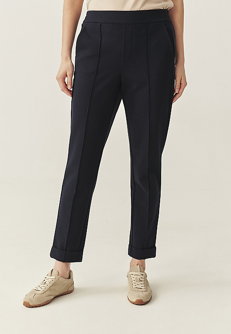 CUFFED KNIT CIGARETTE PANTS - LILO NAVY BLUE 2