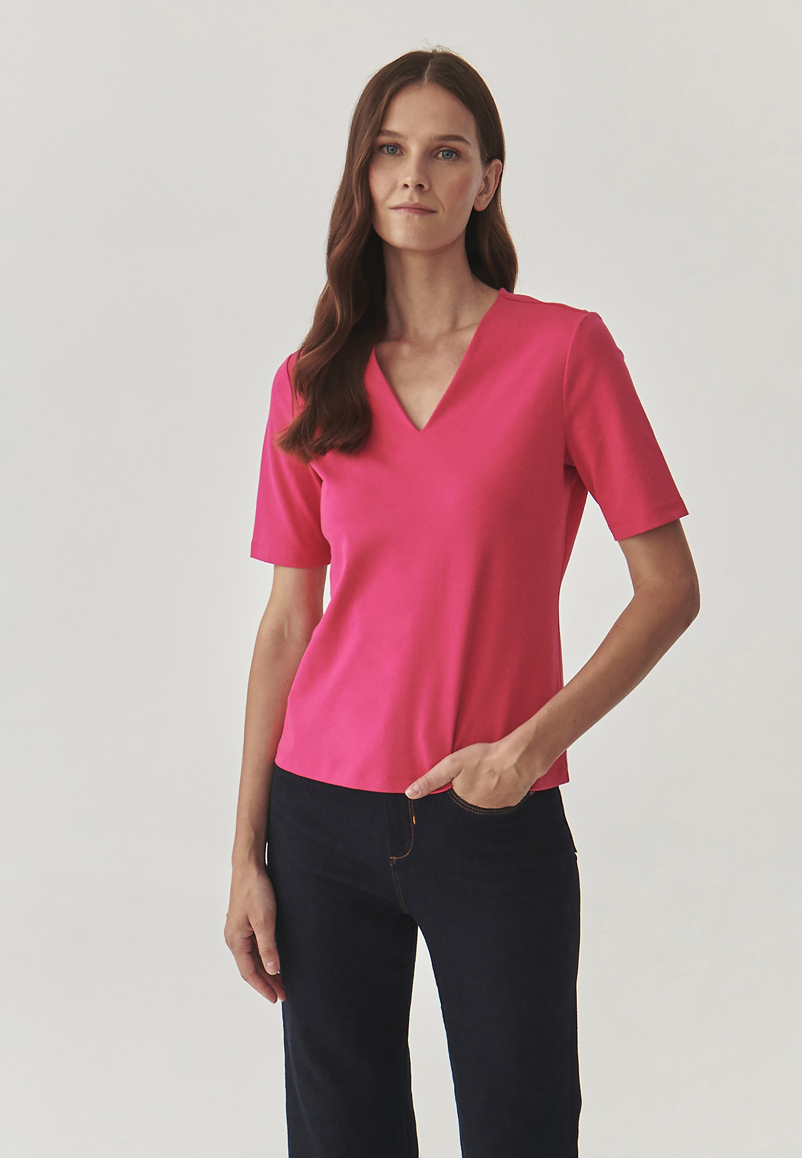 PRILEGAJOČA SE ŽENSKA BLUZA Z ROKAVI DO KOMOLCA - VICTA PRILEGAJOČA SE ŽENSKA BLUZA Z ROKAVI DO KOMOLCA - VICTA ROŽNATA 99455