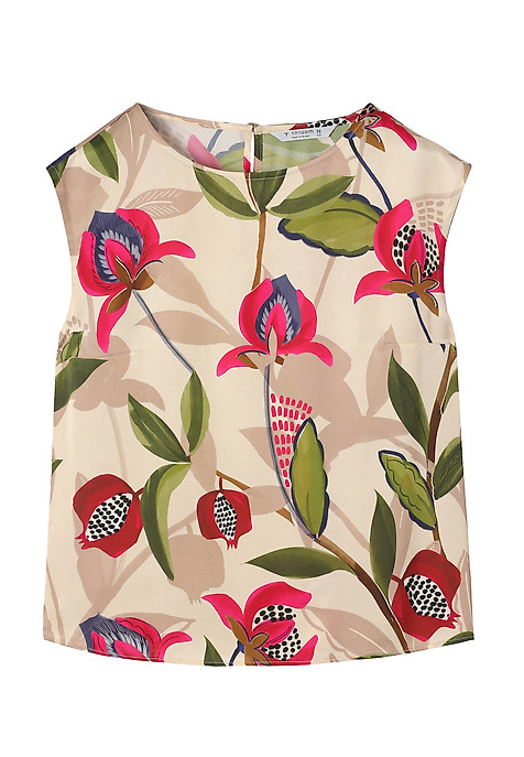 WZORZYSTA BLUZKA Z WISKOZY -  RAELA 2 BEŻOWY 2