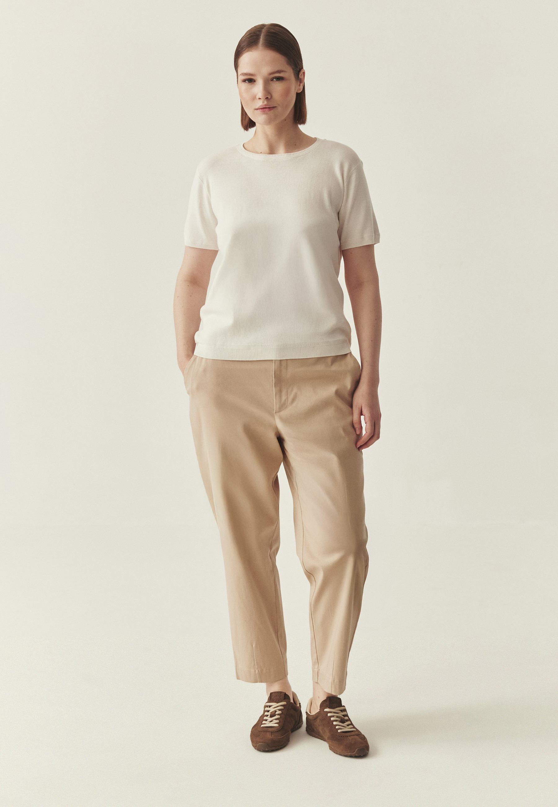 BLUZĂ TRICOTATĂ DIN BUMBAC - HONI ALB 2