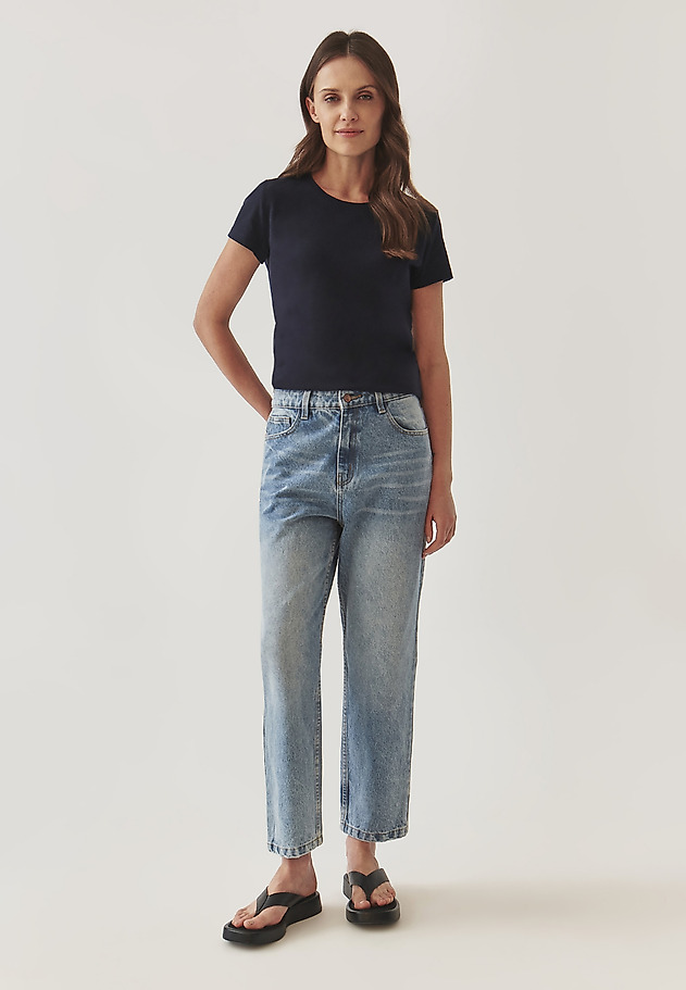 TRICOU DE DAMĂ, DIN BUMBAC, CU DECOLTEU ROTUND - KIRI TRICOU DE DAMĂ, DIN BUMBAC, CU DECOLTEU ROTUND - KIRI BLEUMARIN 2