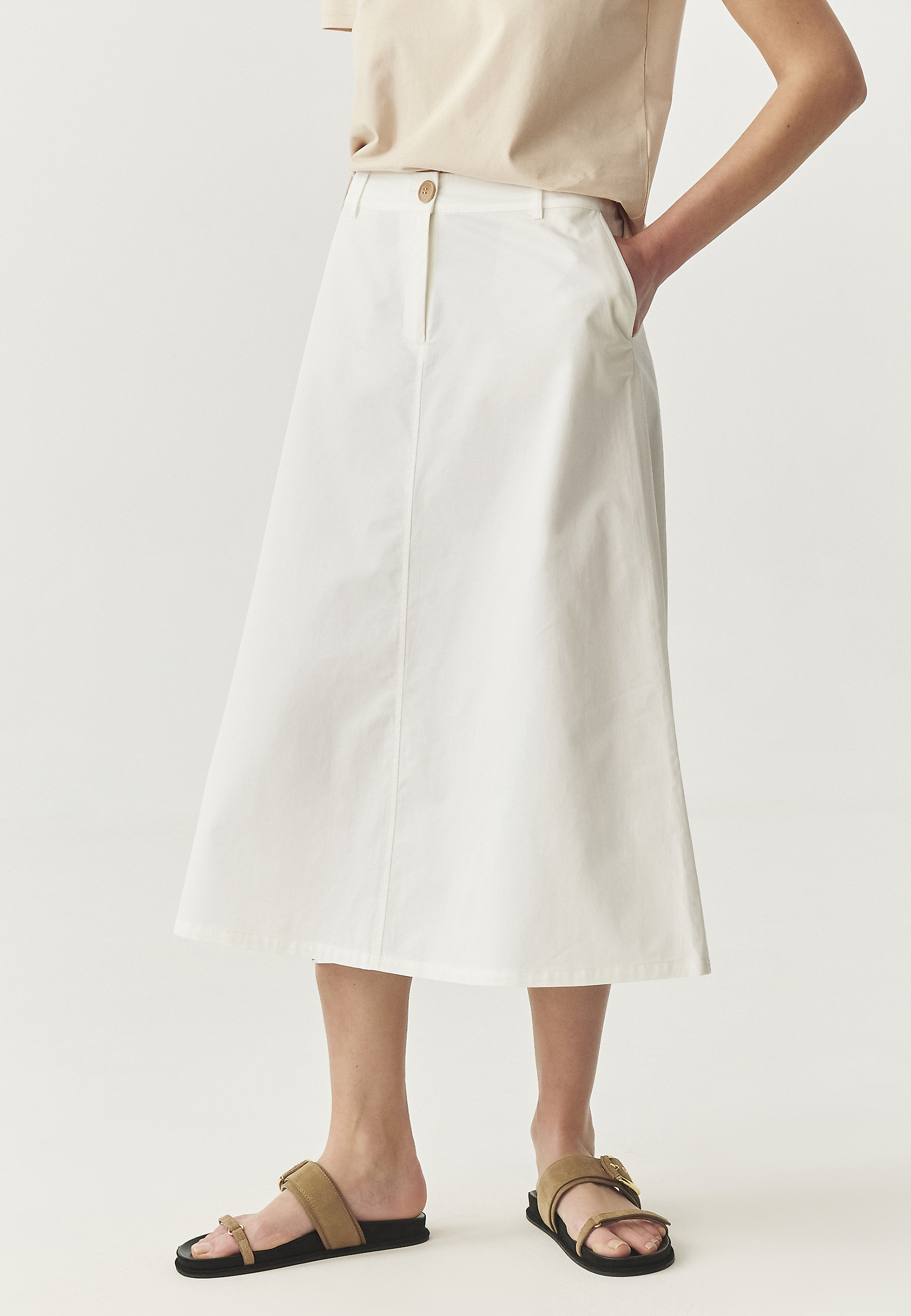 COTTON MIDI SKIRT - PO 2 COTTON MIDI SKIRT - PO 2 WHITE 111920