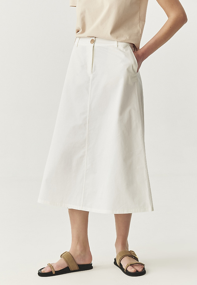 COTTON MIDI SKIRT - PO 2 COTTON MIDI SKIRT - PO 2 WHITE 3
