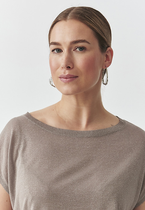 WISKOZOWY SWETER Z METALIZOWANYM WŁÓKNEM — GOLDIE BEŻOWY 2