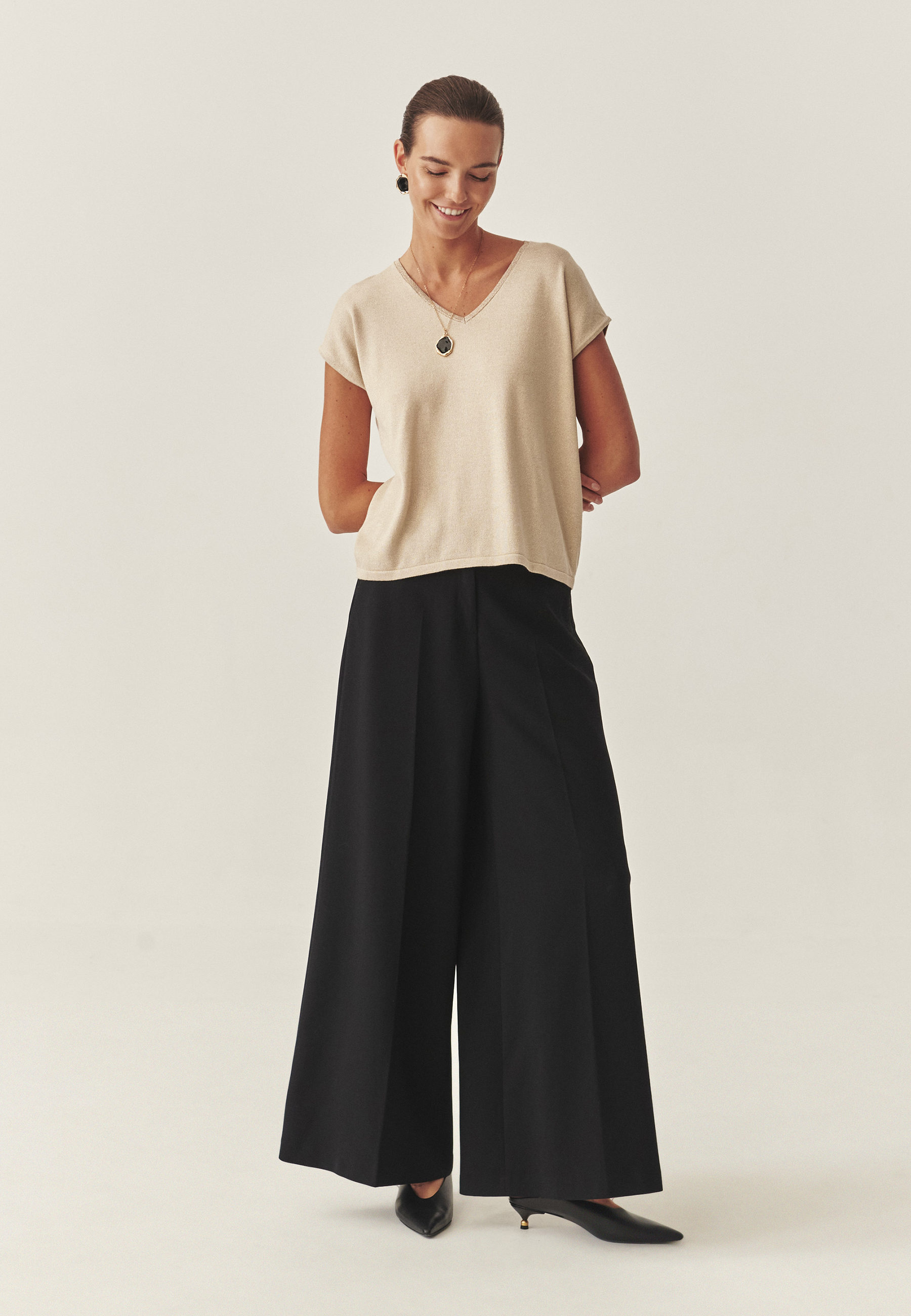 SIJAJNA BLUZA Z VISKOZO - FIXI 1 BEŽ 2