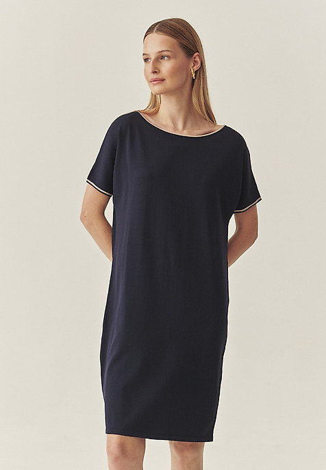 LADIES’ DRESS WITH A SHORT KIMONO SLEEVES - ESTINA NAVY BLUE 2