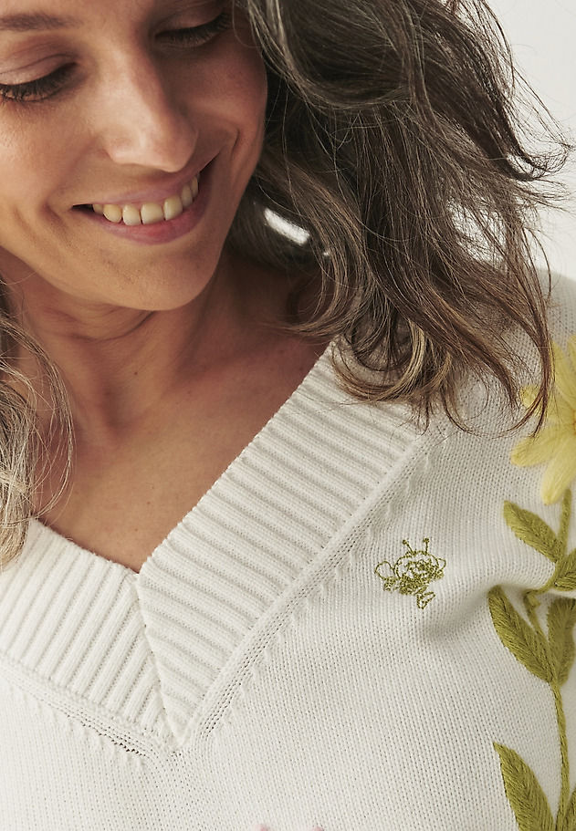 WZORZYSTY SWETER Z HAFTEM — MAYOLA WZORZYSTY SWETER Z HAFTEM — MAYOLA ECRU 4