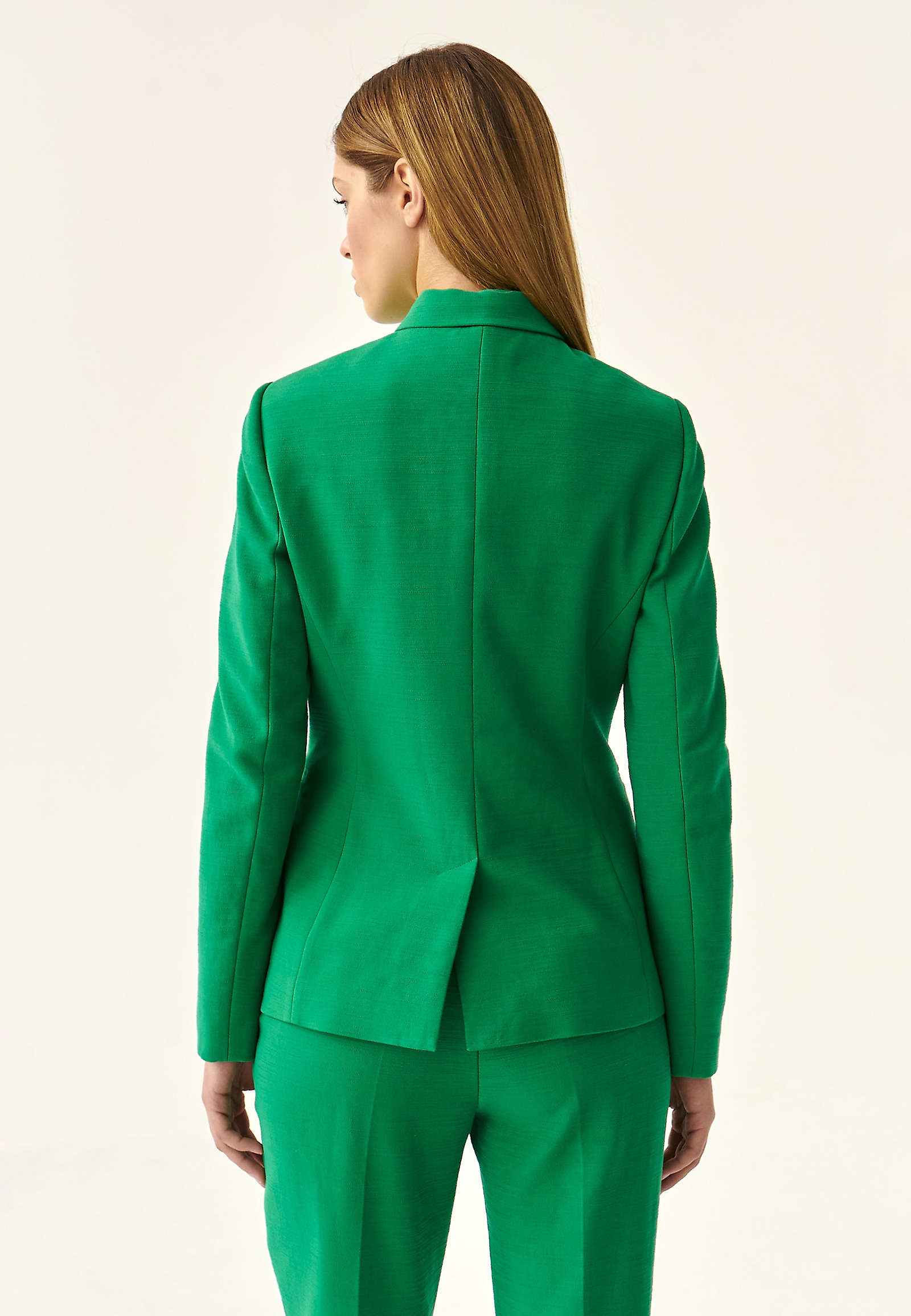 TKANINOWY ŻAKIET DAMSKI KAREMA TKANINOWY ŻAKIET DAMSKI KAREMA ZIELONY 86202