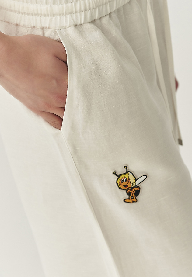 PANTALONI CU PICIOARE LATE DIN IN NUNCA ŞI VISCOZĂ - PULIONA 1 PANTALONI CU PICIOARE LATE DIN IN NUNCA ŞI VISCOZĂ - PULIONA 1 ECRU 4