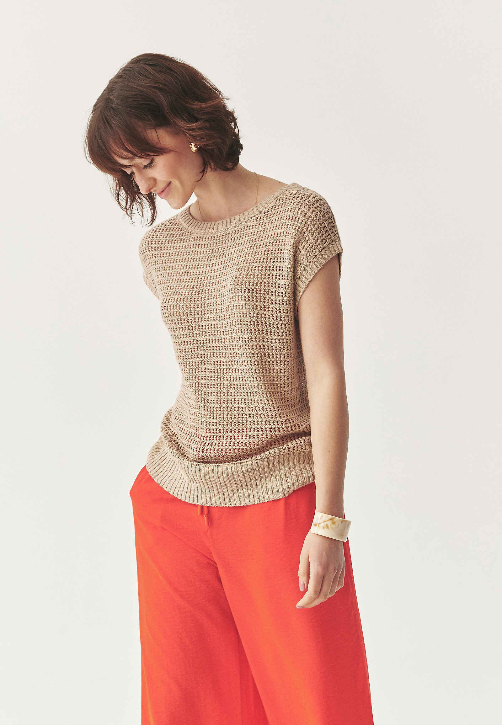 OHLAPNA BLUZA IZ LANENKE - LORETTO OHLAPNA BLUZA IZ LANENKE - LORETTO BEŽ 112545
