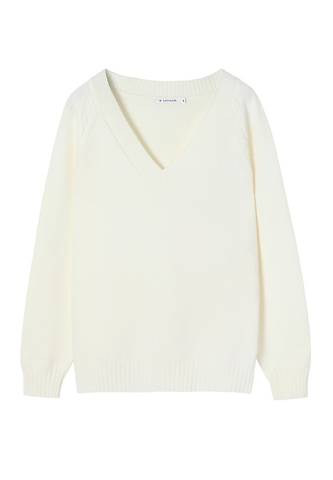 LADIES' STRUCTURED JUMPER WITH A CREW NECKLINE — JAYLIN ECRU 2