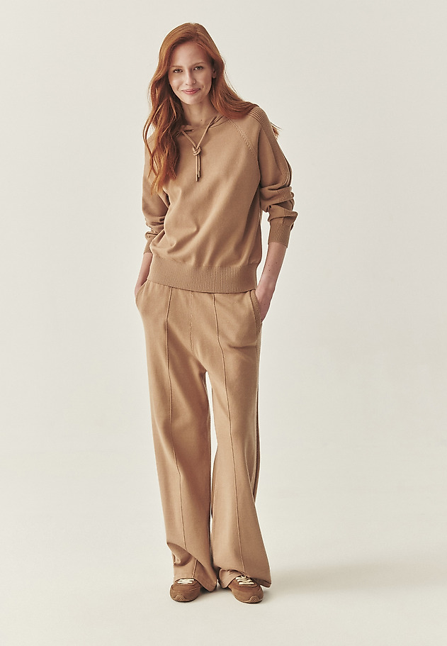 SZEROKIE SPODNIE Z WISKOZĄ - FLOKS SZEROKIE SPODNIE Z WISKOZĄ - FLOKS BEŻOWY 1