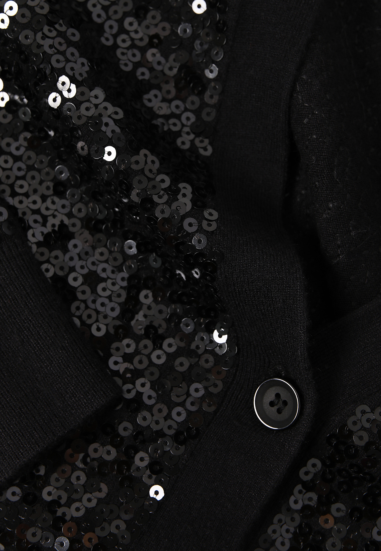 SEQUINED CARDIGAN WITH V-NECK -GLOSS SEQUINED CARDIGAN WITH V-NECK -GLOSS BLACK 116690