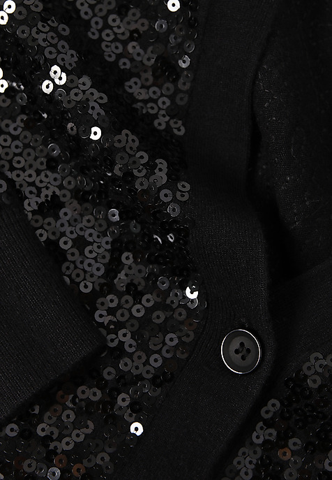 CEKINOWY KARDIGAN Z DEKOLTEM V -GLOSS CZARNY 2