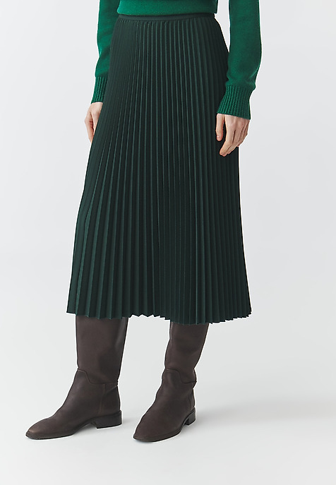PLEATED WOVEN SKIRT — MIRAMA 4 GREEN 2