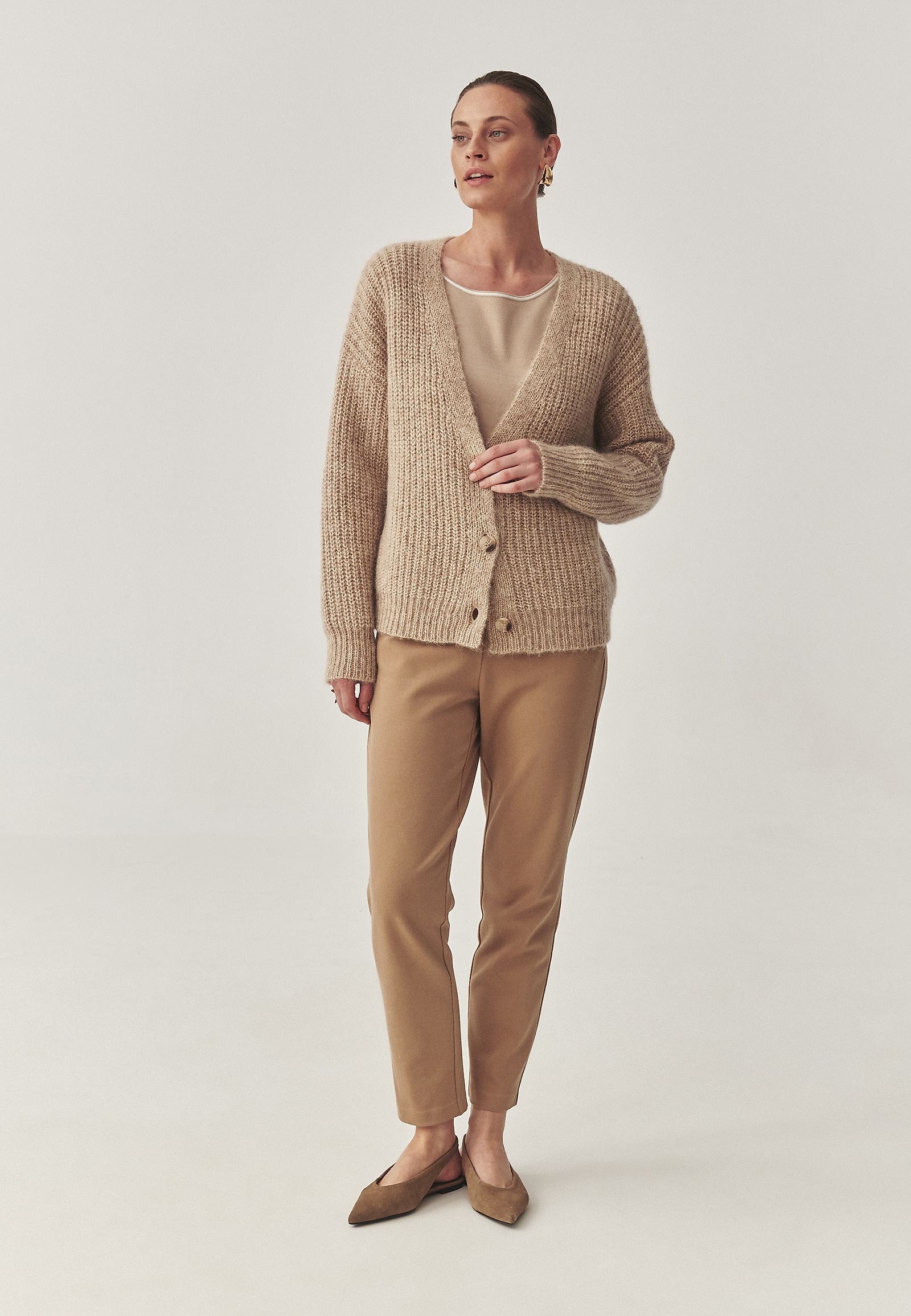 WOOL AND ALPACA CARDIGAN - ADISON WOOL AND ALPACA CARDIGAN - ADISON BEIGE 114799