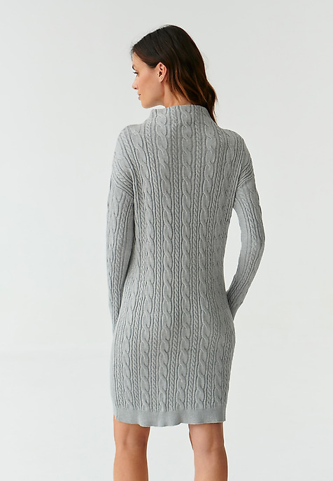 PLETENÉ ŠATY S VRKOČOVOU VÄZBOU WENWI SIVÁ 2