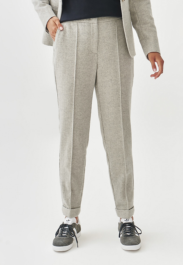 HERRINGBONE FABRIC TROUSERS - SUMKO HERRINGBONE FABRIC TROUSERS - SUMKO SZARY 2