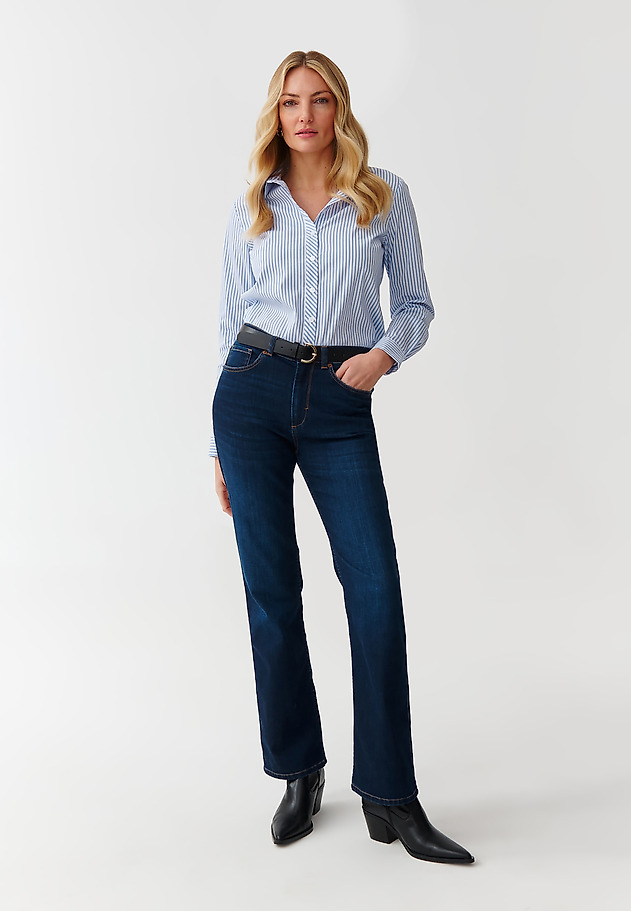 KLASYCZNA TKANINOWA KOSZULA DAMSKA W PASKI - ELISHA 2 KLASYCZNA TKANINOWA KOSZULA DAMSKA W PASKI - ELISHA 2 NIEBIESKI 2