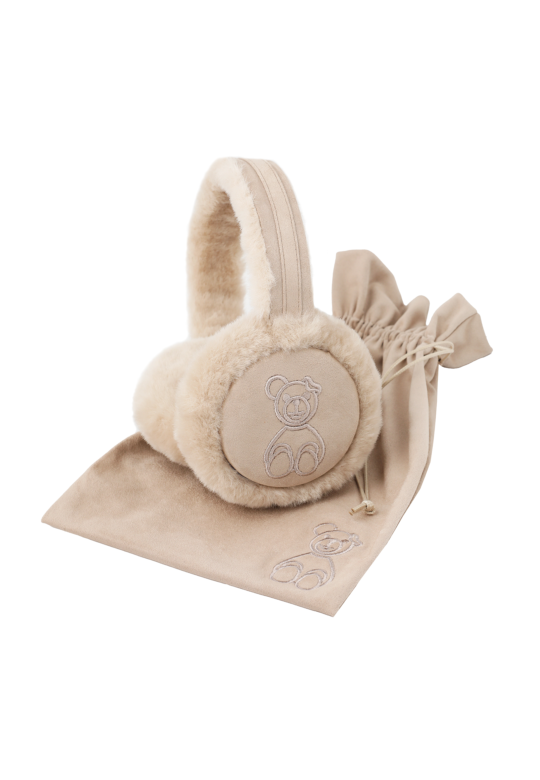 NAUSZNIKI Z MOTYWEM MISIA USZATKA - MILO BEŻOWY 2