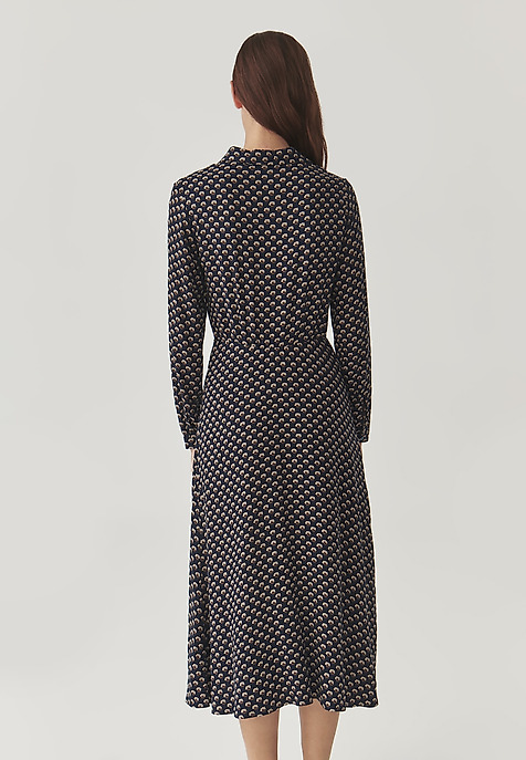 LADIES’ LONG PATTERNED DRESS IN GEOMETRIC PATTERN - RIWI 1 MULTICOLOR 2