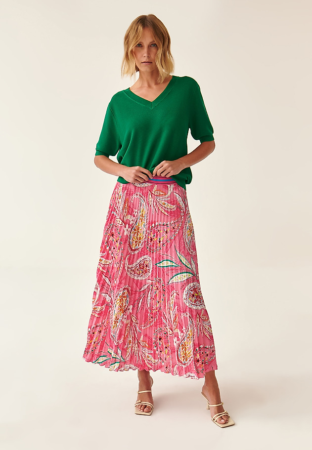 LADIES' PLEATED SKIRT WITH DECORATIVE BELT SEMINA LADIES' PLEATED SKIRT WITH DECORATIVE BELT SEMINA MULTIKOLOR 1