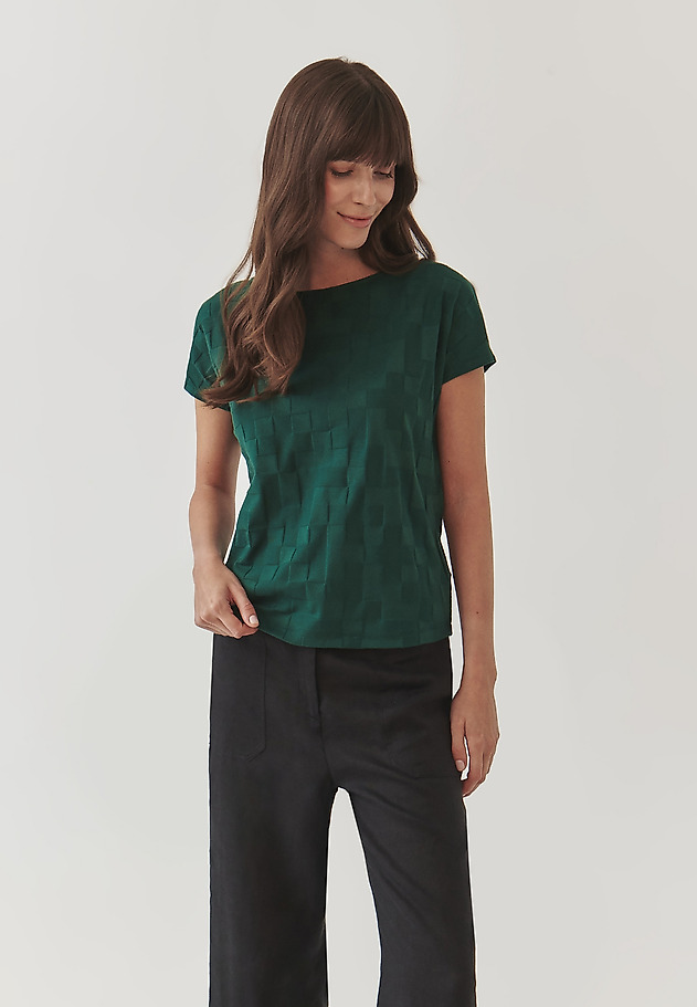 DÁMSKA BLÚZKA ZO ŠTRUKTÚROVANÉHO BAVLNENÉHO ÚPLETU – AMERIA DÁMSKA BLÚZKA ZO ŠTRUKTÚROVANÉHO BAVLNENÉHO ÚPLETU – AMERIA ZELENÁ 1