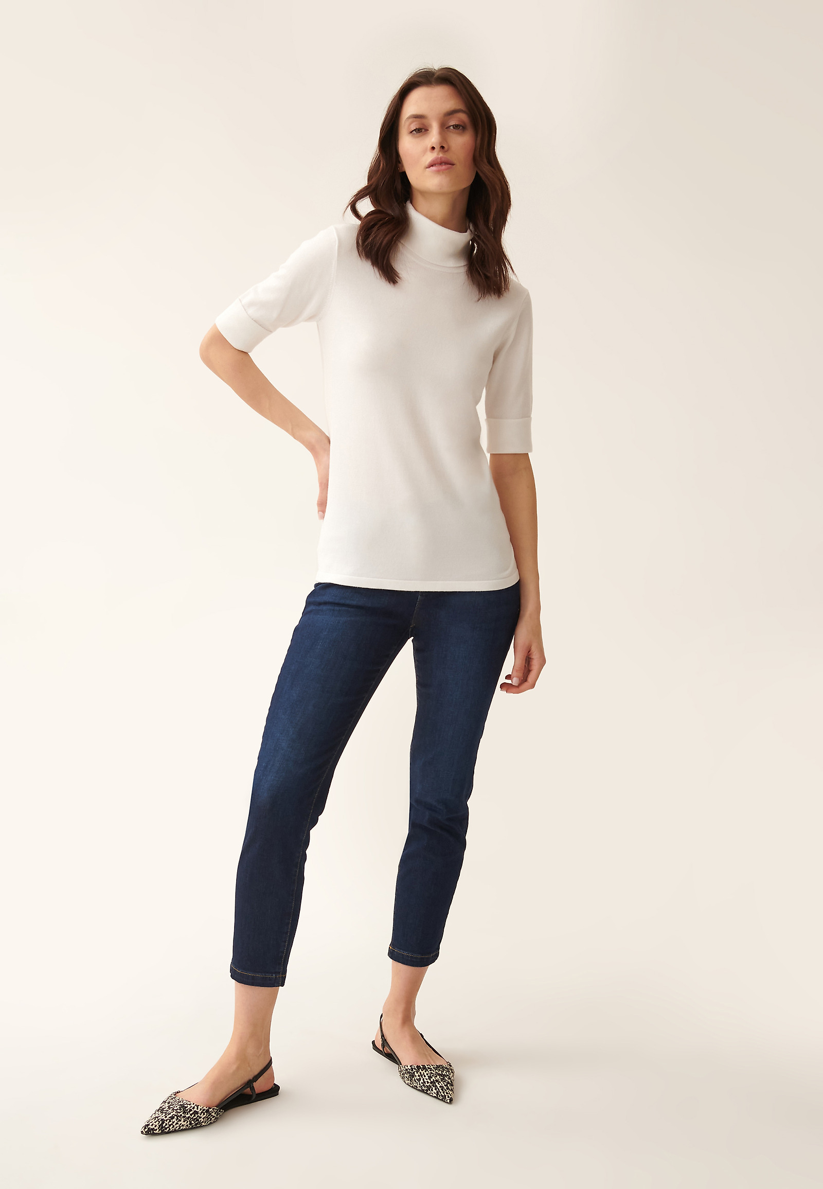 LADIES' SHORT-SLEEVED TURTLENECK  LU LADIES' SHORT-SLEEVED TURTLENECK  LU ECRU 85685