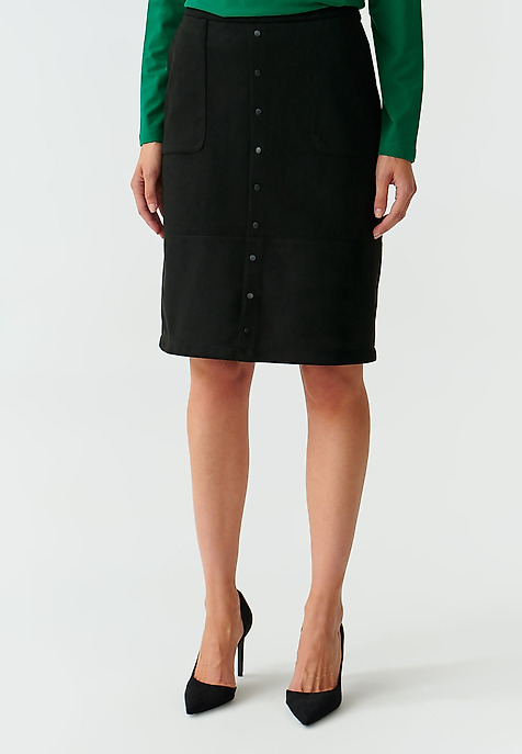 LADIES' SKIRT WITH SNAPS ZAMUA - NŐI SZOKNYA PATENTOKKAL ZAMUA FEKETE 2