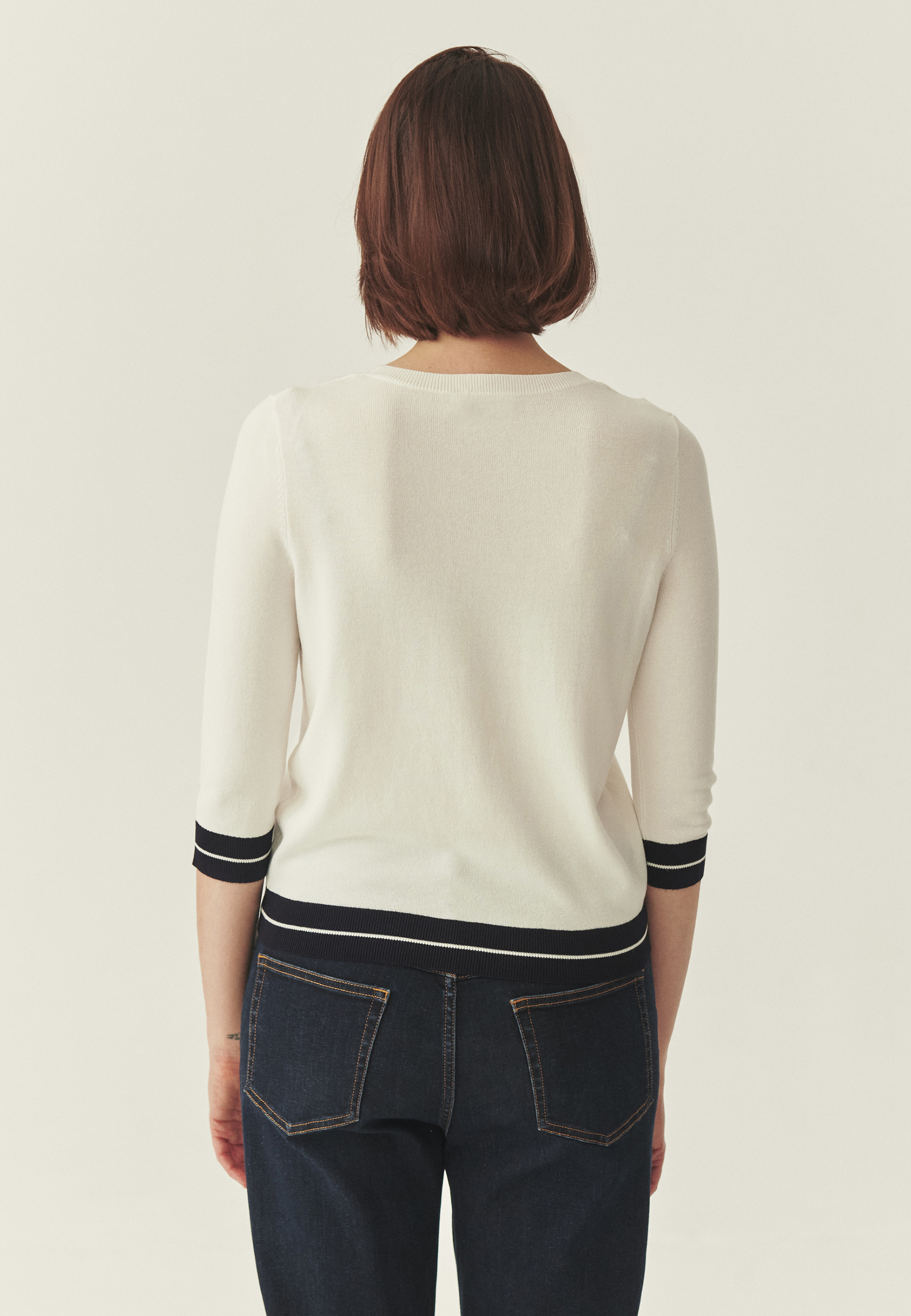 KNITTED BLOUSE MADE OF LENZING™ ECOVERO™ VISCOSE - AKI ECRU 2