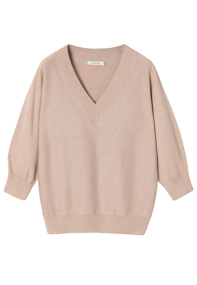LOOSE JUMPER MADE FROM A BREATHABLE COTTON BLEND - ASEL LOOSE JUMPER MADE FROM A BREATHABLE COTTON BLEND - ASEL BEIGE 6