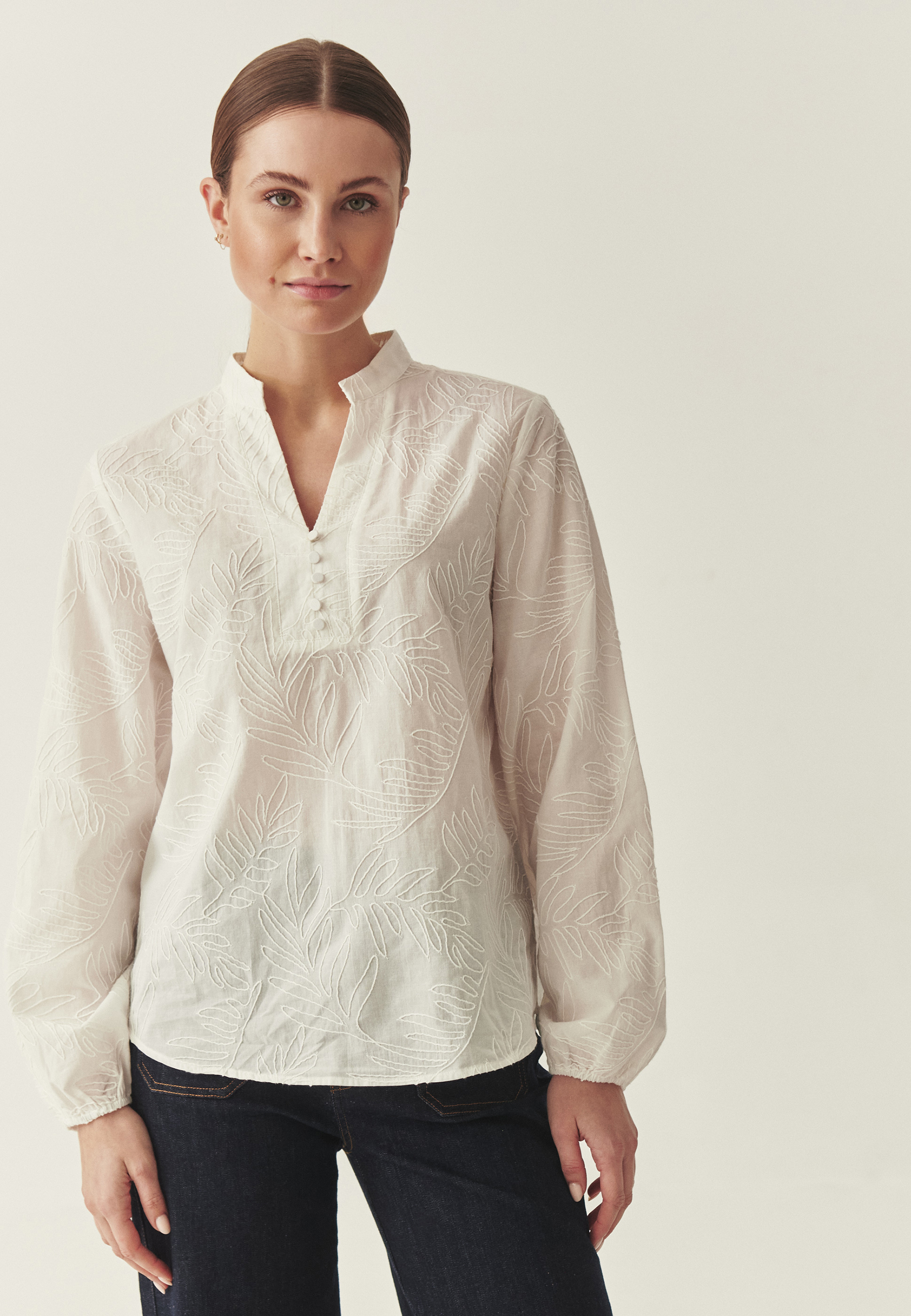 COTTON BLOUSE WITH EMBROIDERY - TANTI WHITE 2