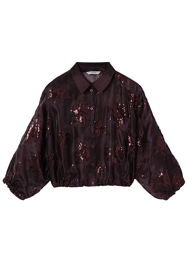 TRANSLUCENT SHIRT WITH SEQUINS - BRINI TRANSLUCENT SHIRT WITH SEQUINS - BRINI RED 7