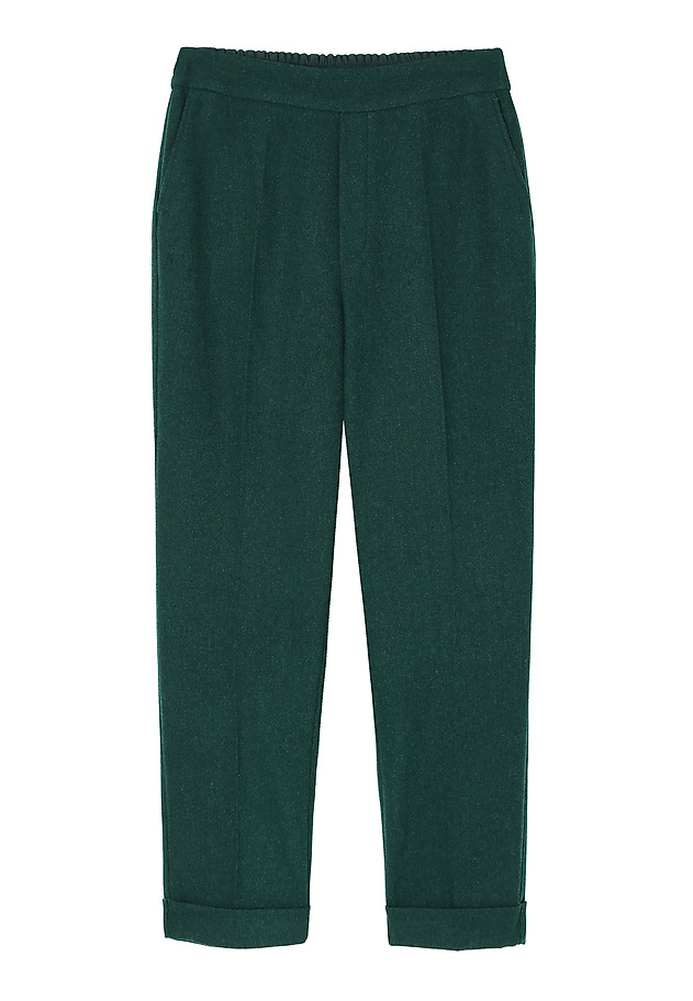 LADIES' HERRINGBONE FABRIC TROUSERS WITH CUFF — LILO 2 LADIES' HERRINGBONE FABRIC TROUSERS WITH CUFF — LILO 2 ZIELONY 5