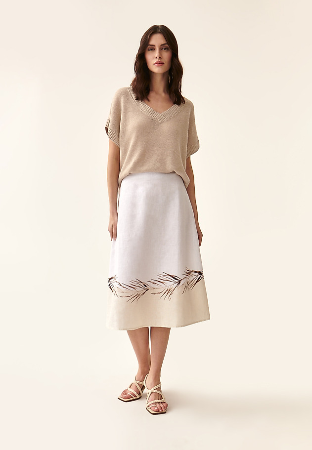 LADIES' LINEN FLARED SKIRT KIKO LADIES' LINEN FLARED SKIRT KIKO BIAŁY 2