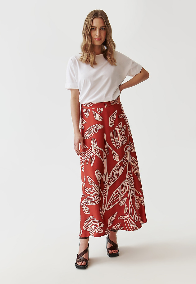 PATTERNED LADIES’ SKIRT MADE FROM VISCOSE SATIN - SATI PATTERNED LADIES’ SKIRT MADE FROM VISCOSE SATIN - SATI MULTIKOLOR 1