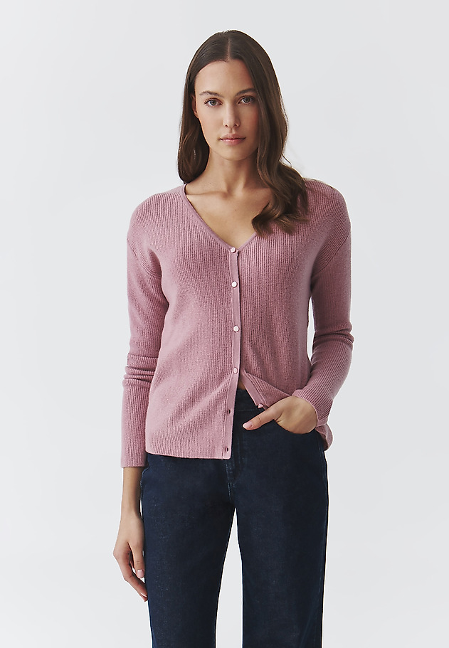 ROZPINANY SWETER DAMSKI Z WEŁNY MERINO — ELLA ROZPINANY SWETER DAMSKI Z WEŁNY MERINO — ELLA RÓŻOWY 1