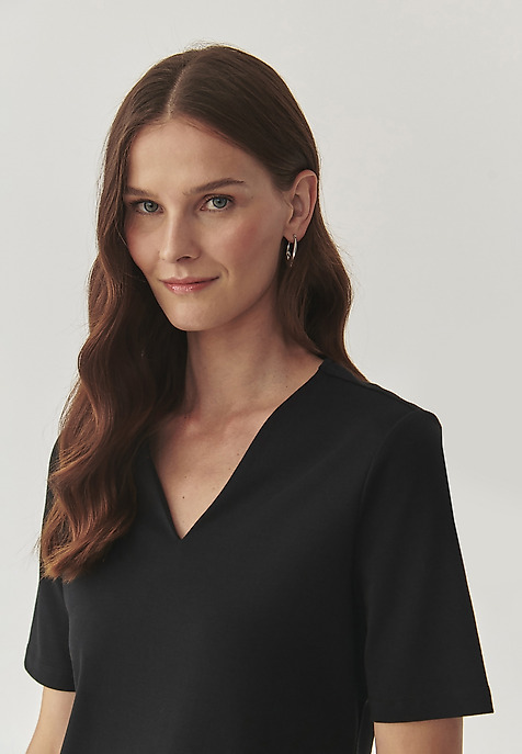FITTED LADIES’ BLOUSE WITH ELBOW-LENGTH SLEEVES - VICTA BLACK 2