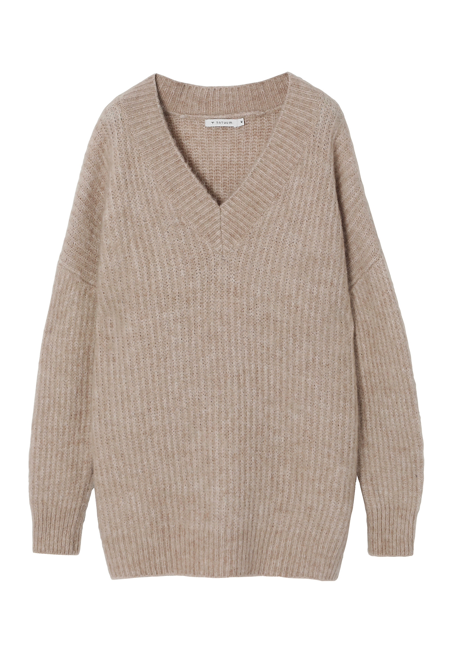 DAMSKI PULOVER OVERSIZE Z IZREZOM - ONYX DAMSKI PULOVER OVERSIZE Z IZREZOM - ONYX BEŽ 101642