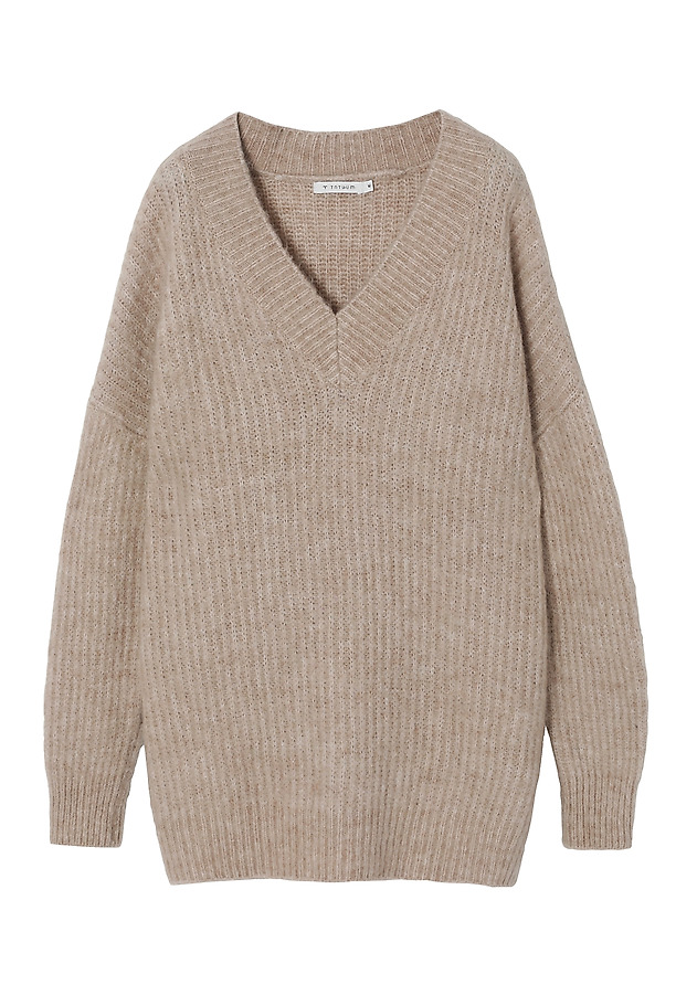 DAMSKI PULOVER OVERSIZE Z IZREZOM - ONYX DAMSKI PULOVER OVERSIZE Z IZREZOM - ONYX BEŽ 9