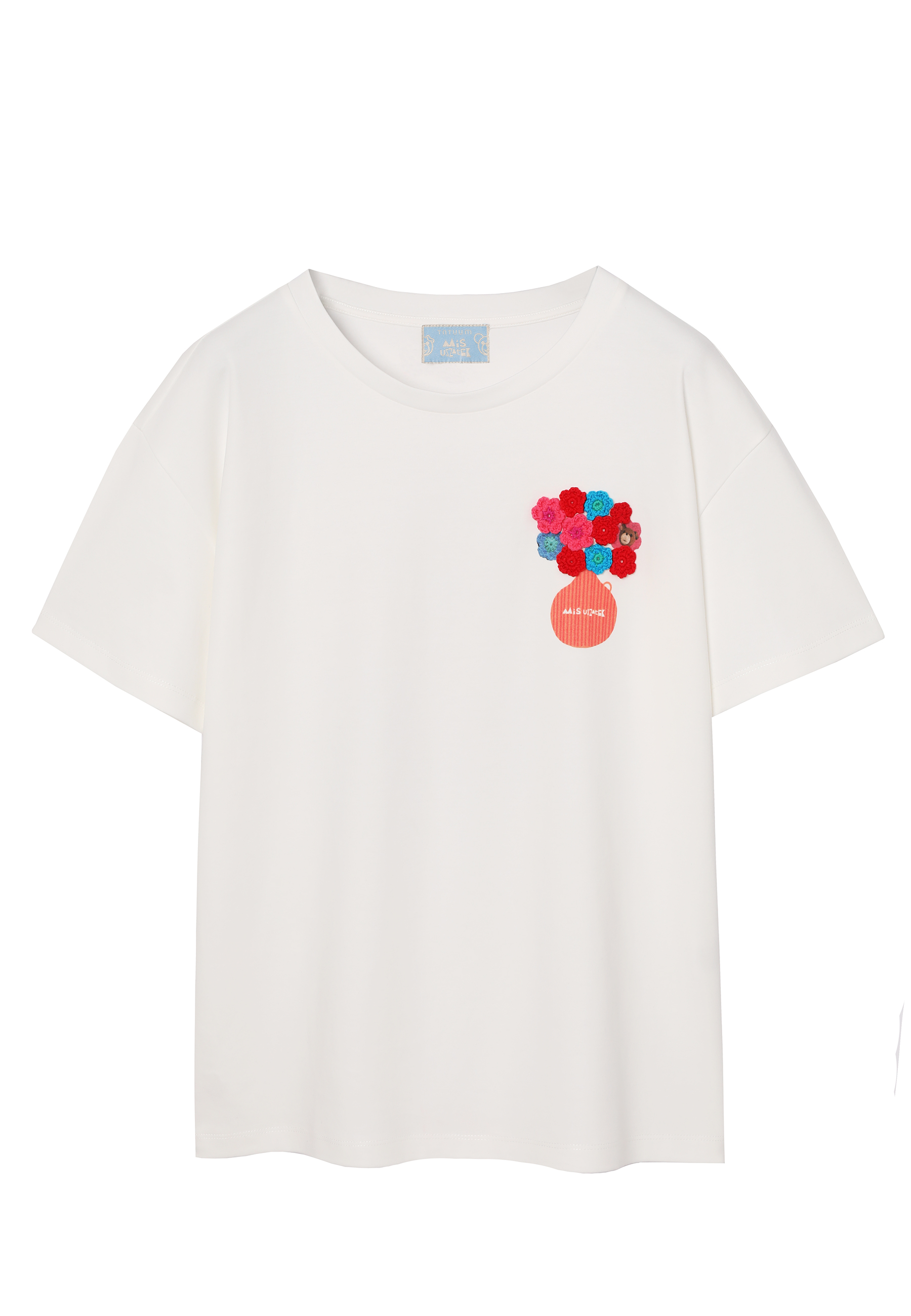 BAWEŁNIANY T-SHIRT Z AUTORSKIMI HAFTAMI - VILO 2 ECRU 2