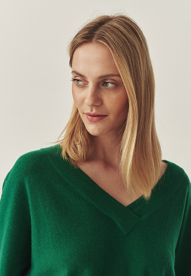 CASUAL JUMPER WITH WOOL AND CASHMERE BLEND - PONNO CASUAL JUMPER WITH WOOL AND CASHMERE BLEND - PONNO GREEN 3