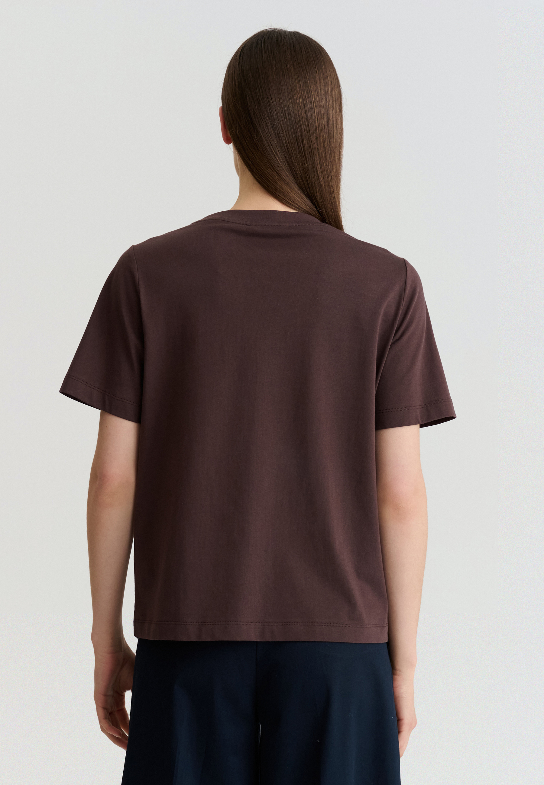 BAWEŁNIANY T-SHIRT Z NADRUKIEM - LANDA BRĄZOWY 2