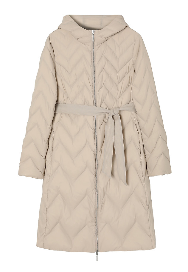 LADIES' PUFF COAT WITH HOOD AND TIE BELT - GAMI LADIES' PUFF COAT WITH HOOD AND TIE BELT - GAMI BEŻOWY 6